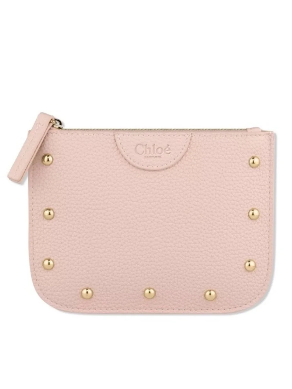 CHLOE Pink Feaux Leather Zip Pouch